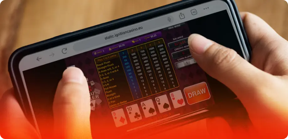 video poker gameplay on mobile at Ignitioncasino